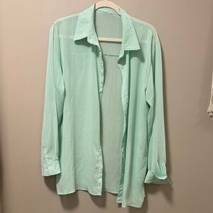 Mint Green Sheer Button-Up Shirt